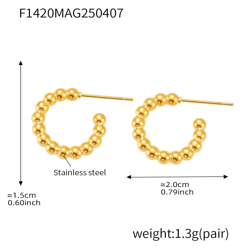 Qiong Yao Stainless Steel C-shaped Geometric Earrings: PVD Colorfast, High-end Fashion for Women