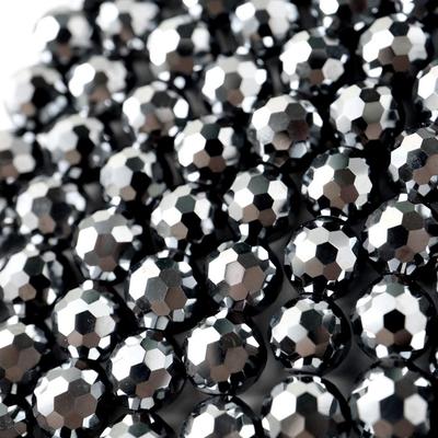 [GOLD STONE] Terahertz Ore 128 Facets, 40cm Long, Mirror Ball Cut, Handmade Accessories, Sold In Strands, 6mm