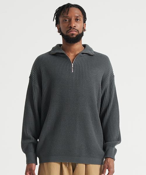 Tener Ss Hachi Half-Zip Knit Khaki F
