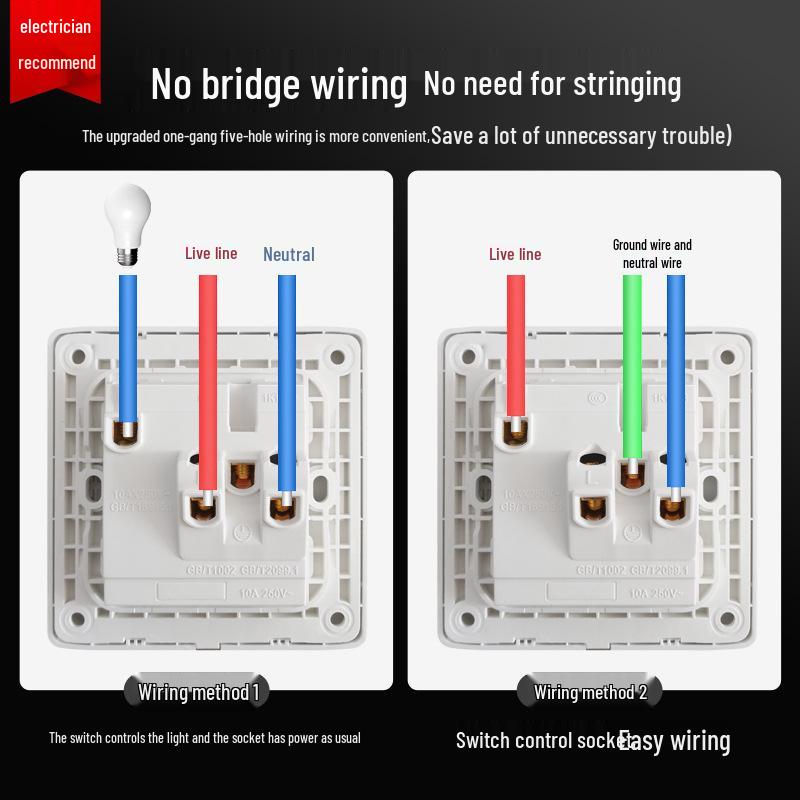 Type 86 Recessed Wall Switch and Socket Panel with USB and Multi-Hole Power Outlets