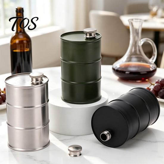 Keuken Aanrecht Olie Opslag Trommel Vorm Wijnkan, Duurzaam Roestvrij Staal Lekvrij Gadget voor Thuis Koks Oliekannetje, 350ml Inhoud, Hervulbaar