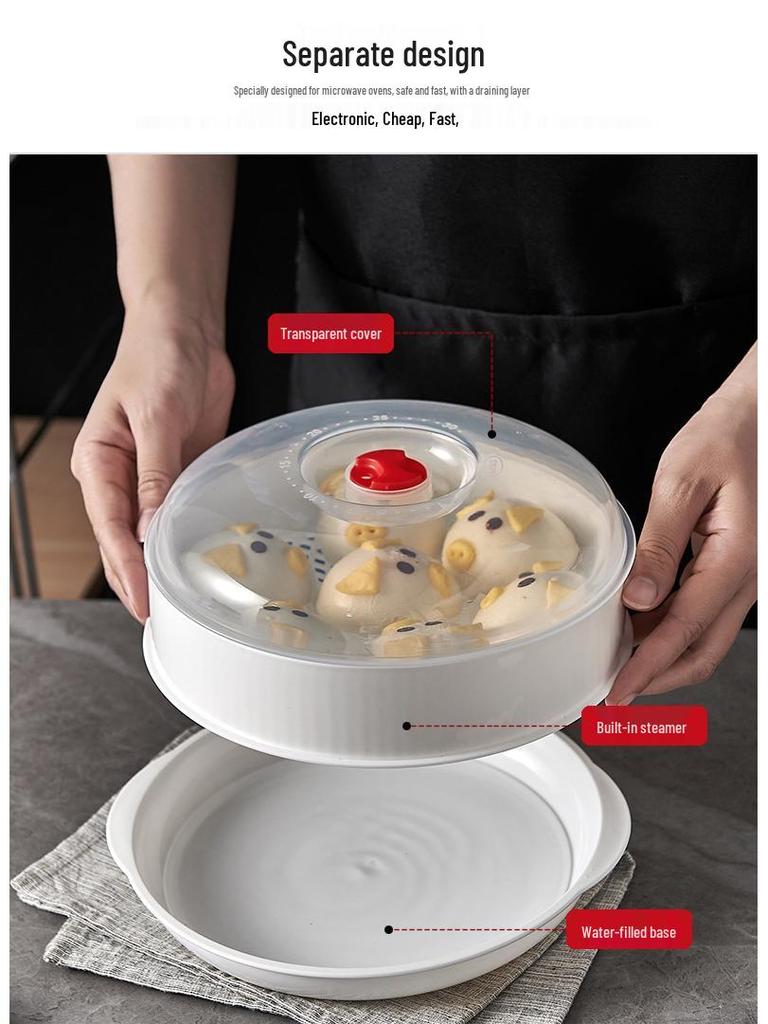 Microwave Steamer Box: 1 or 2 Layers for Dishes and Dumplings