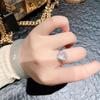 White Ice Chalcedony Cabochon Ring: Adjustable, Natural Fluorescent, Versatile, Simple Design for Women