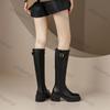 Women's Knee High Boots Square Heels New Casual Winter Long Boot Ladies Designer Round Toe Zip Fashion Chunky Knight Bootties