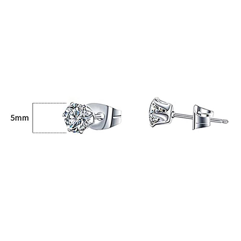 Minimalist Crystal Cubic Zirconia Stud Earrings for Women/Men 6 Claws Design Fashion Earrings Silver Color Hot Jewelry