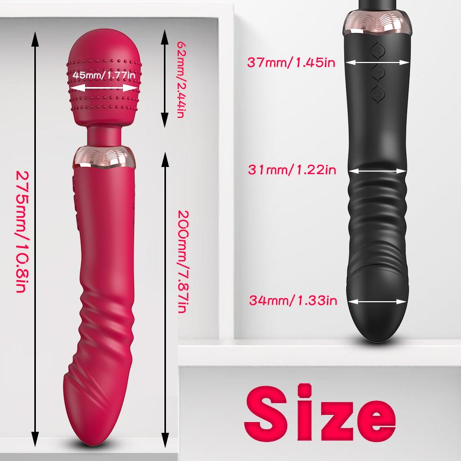 Powerful 3-Motor Thrusting G-Spot Vibrator - Large Silicone Dildo Wand for Couples Stimulation and Massage