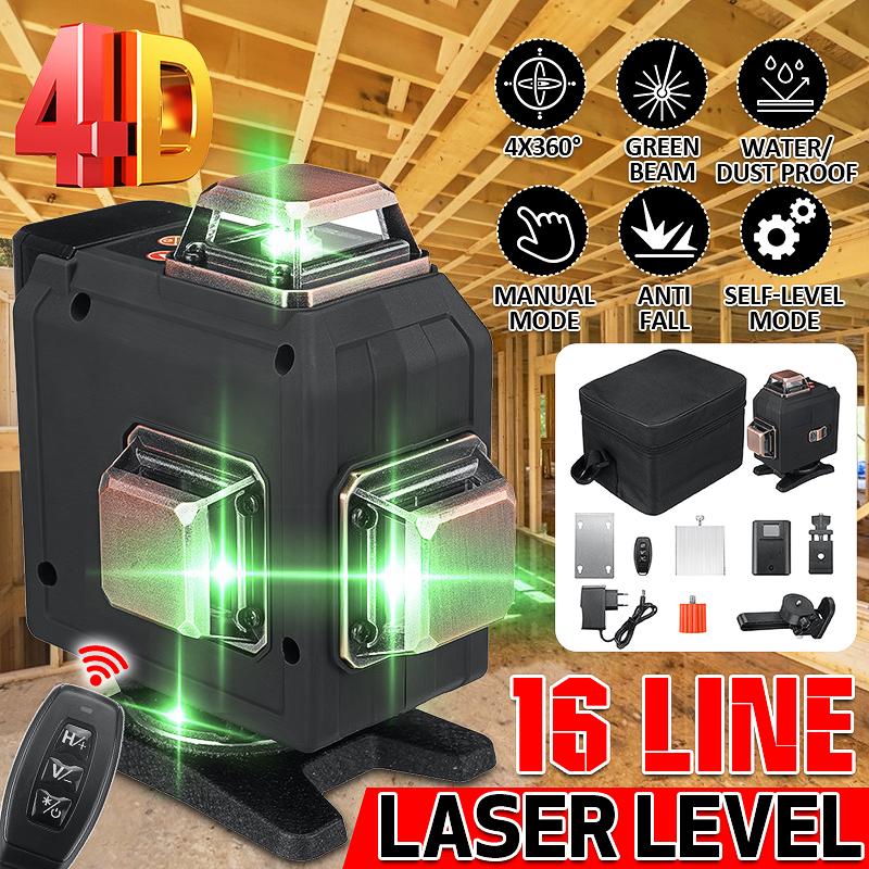 16 Lines Green Laser Level 360 Horizontal And Vertical Cross Powerful Green Laser Beam Line Laser Level 4D Auto Self-Leveling