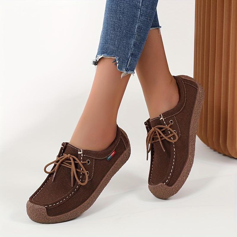 Spring Single Shoes Women Really Versatile Bean Shoes Comfortable Women Casual Flat Single Shoes Lace Up