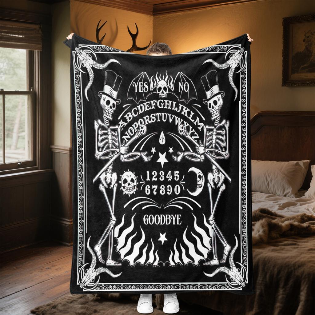 1PC Spirit Board Ouija Print Plush Blanket Perfect All Seasons Soft Comfortable Sofa Office Travel Festive Gift