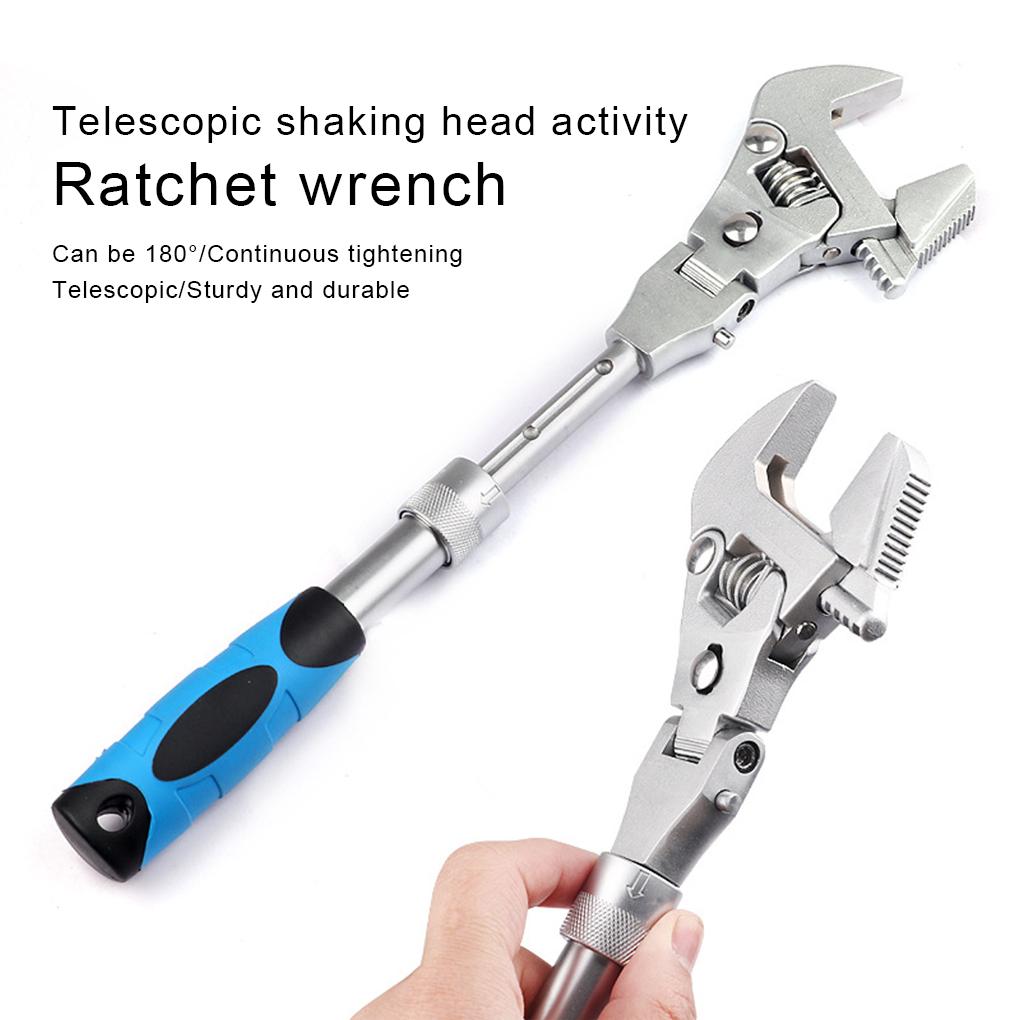 10 Inch Adjustable Wrench Torque Ratchet Wrench 180 Degree Folding Spanner Hand Tools for Plumbing Auto Repair Home Maintenance