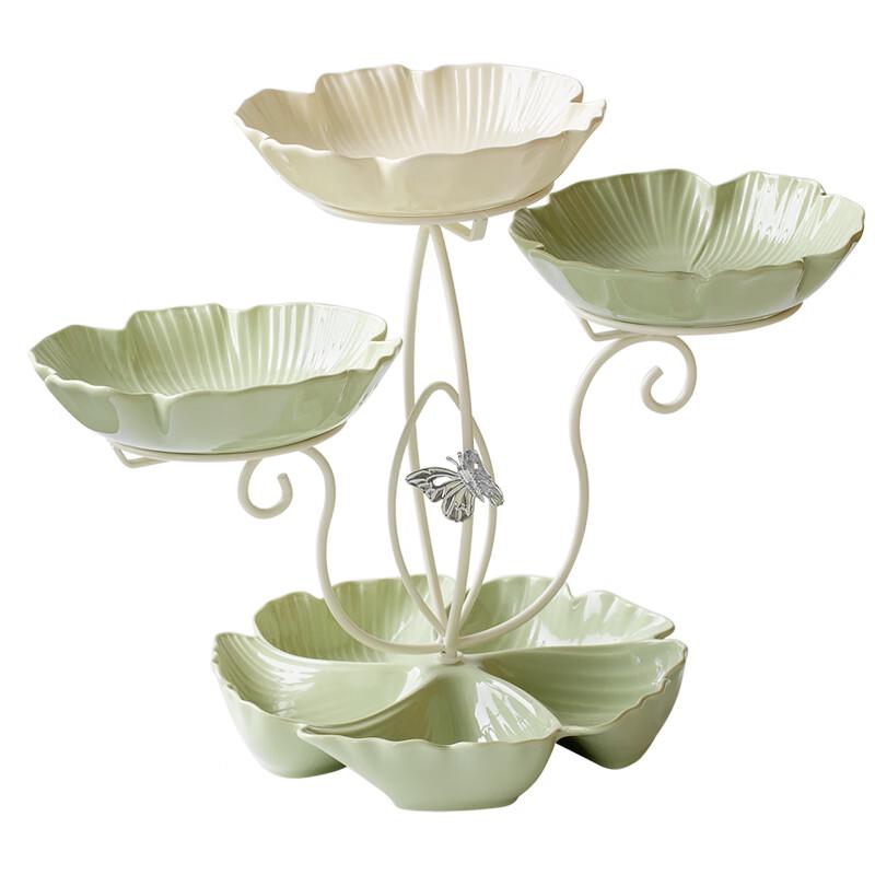Naijiang Multi-Layer Floral Ceramic Snack and Fruit Plate