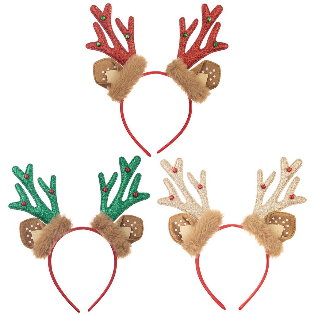 Whimsical Antler Christmas Headband With Cozy Plush Ears For Outfits Festive