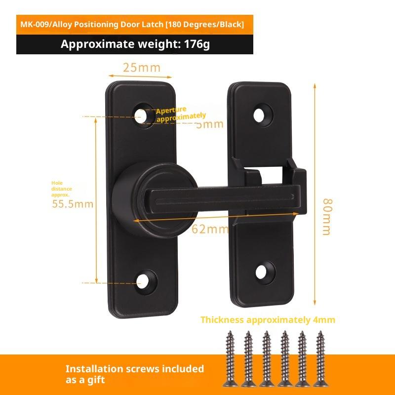 Door Lock Zinc Alloy 90 Degree Sliding Door Latch Heavy Duty Barn Gate Bolt Protect Privacy Cabinet Closet