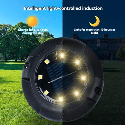 Black Shell Outdoor Waterproof Solar Buried Light 8+4LED Side Light Deck Light Lawn Garden Garden Installed Ground Insert Light