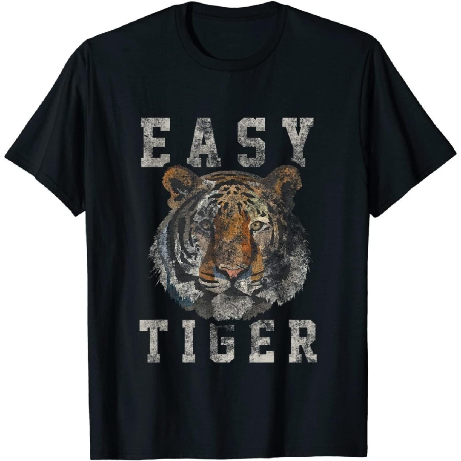 Kiristyle Easy Tiger Потертая Повседневно-Шикарная Графическая Футболка для Женщин Унисекс Мужчины Женщины S