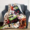 1pc Black Clover Blanket with Custom Name, Gift, for Men and Women, Soft Blanket, Good for Sofa Bed Couch Travel, Lightweight Flannel Blanket