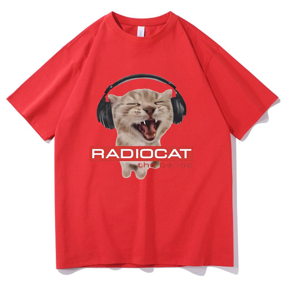 British Rock Band Radiohead Funny Radiocat The Bends Print Tshirt Men Women Vintage Gothic Oversized Tshirt Male Meme T Shirts S