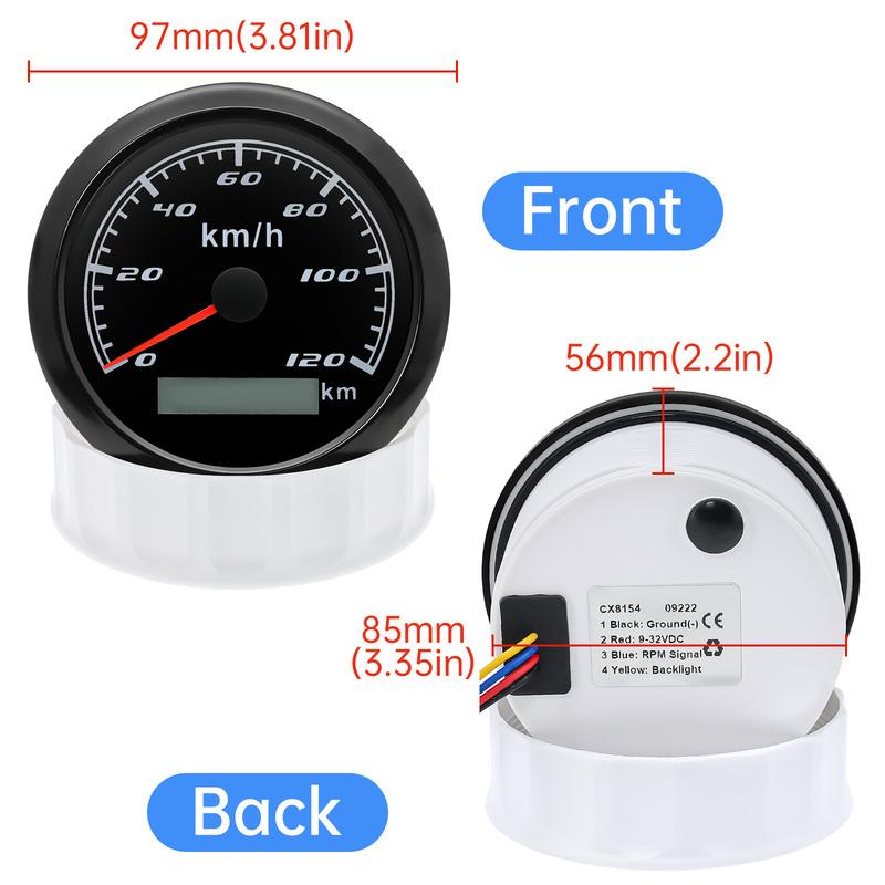 85mm Analog Pulse Speedometer Gauge with Holzer Sensor 7 Color Light Speed Meter Pulse Signal for Car Boat Marine 12V 24V