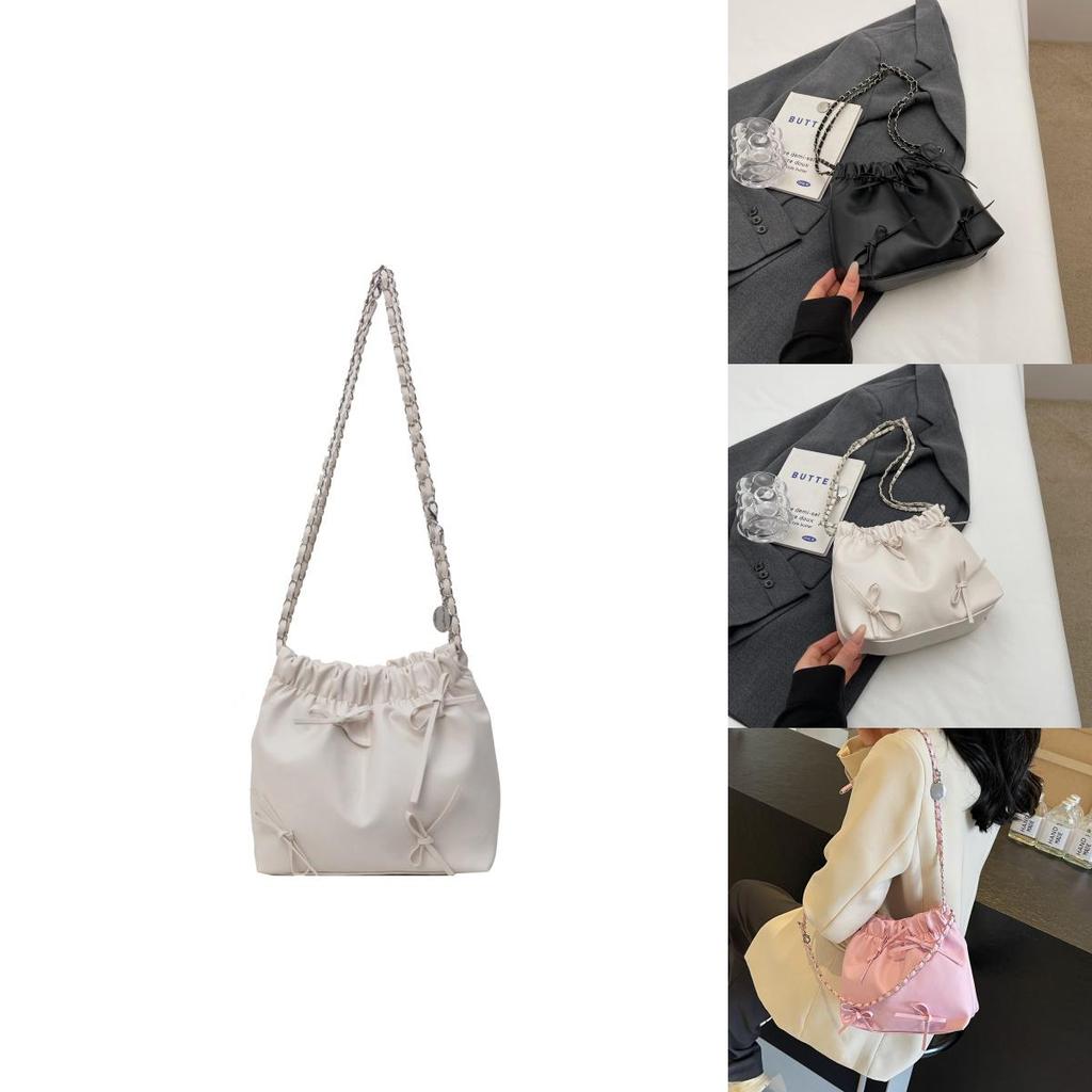 Stylish 2024 New Spring Shoulder Crossbody Bag Black Pu Street Fashion Bucket Bag