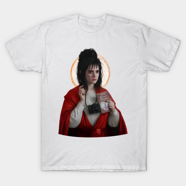 

Men Black Print T-shirt Saint Lydia Deetz No-Cut Transfer Paper Print Cotton Tshirt 3XL белый