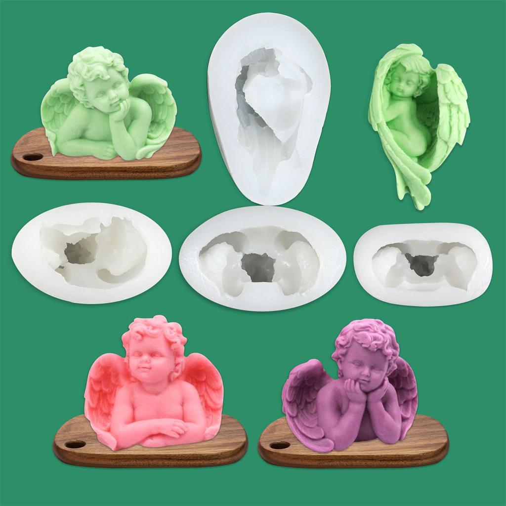 Okřídlená dětská figurka Silikonové formy na svíčky pro epoxidovou pryskyřici Ručně vyráběná svíčka Mýdlo Sádrová silikonová forma pro domácí dekoraci
