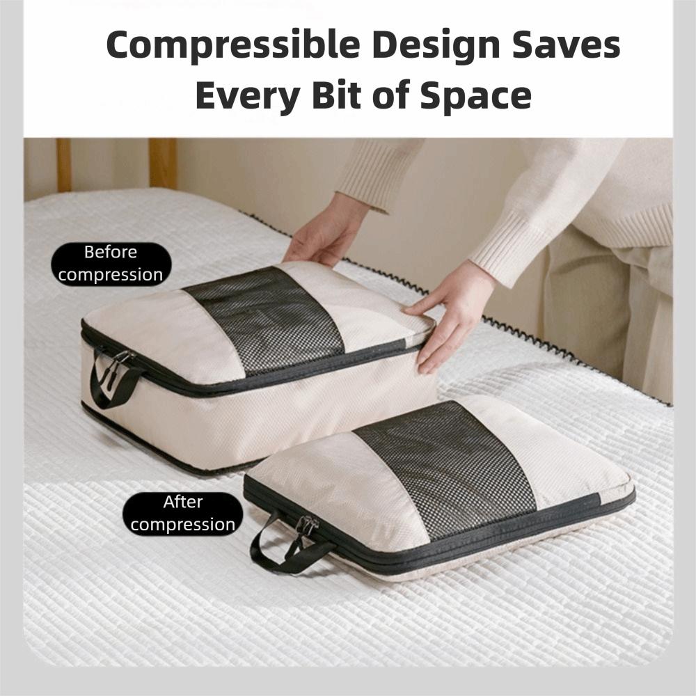 6-Piece Set Compression Feature Travel Organizer Cubes Space-Saving Organizer  Suitcase Packing