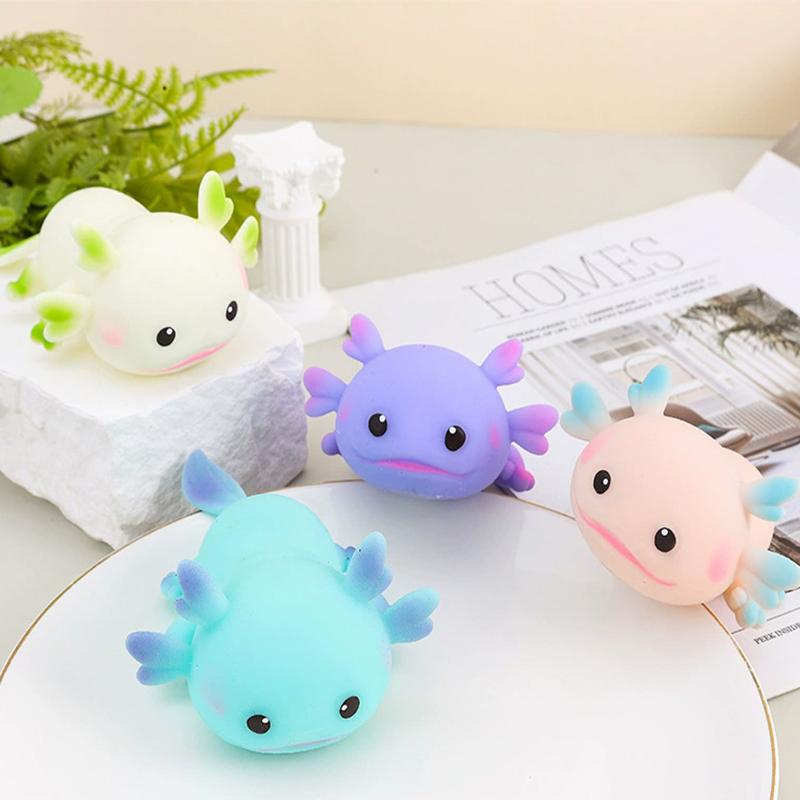Roztomilé mačkací hračky axolotl, kreslená ryba, relaxační antistresové squishy hračky, úleva od stresu, pomalu se vracející, natahovací hračky pro dospělé a děti