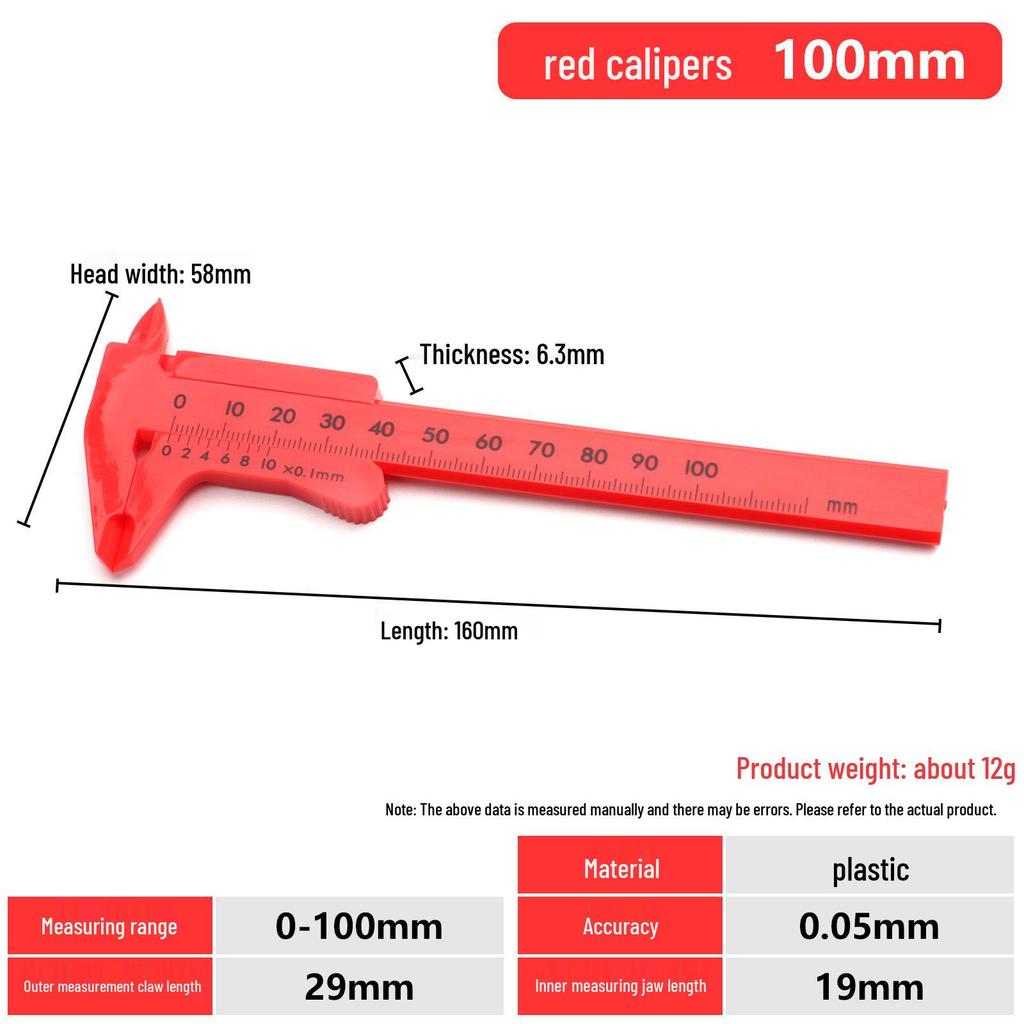 Mini Plastic Wenge-Walnut Bracelet Measuring Caliper for Students