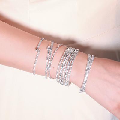 Korean Cross Thin Bracelet For Women Daily Versatile Elastic Bangle With Rhinestone Zircon Personalized Trendy Jewelry