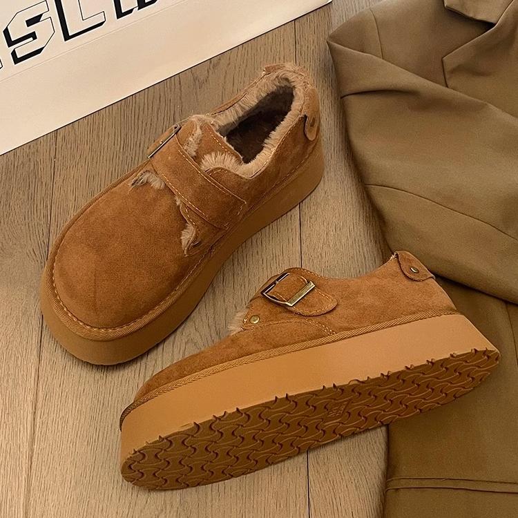 Thick-soled snow boots winter new velvet warm Birkenstocks fluffy shoes cotton shoes