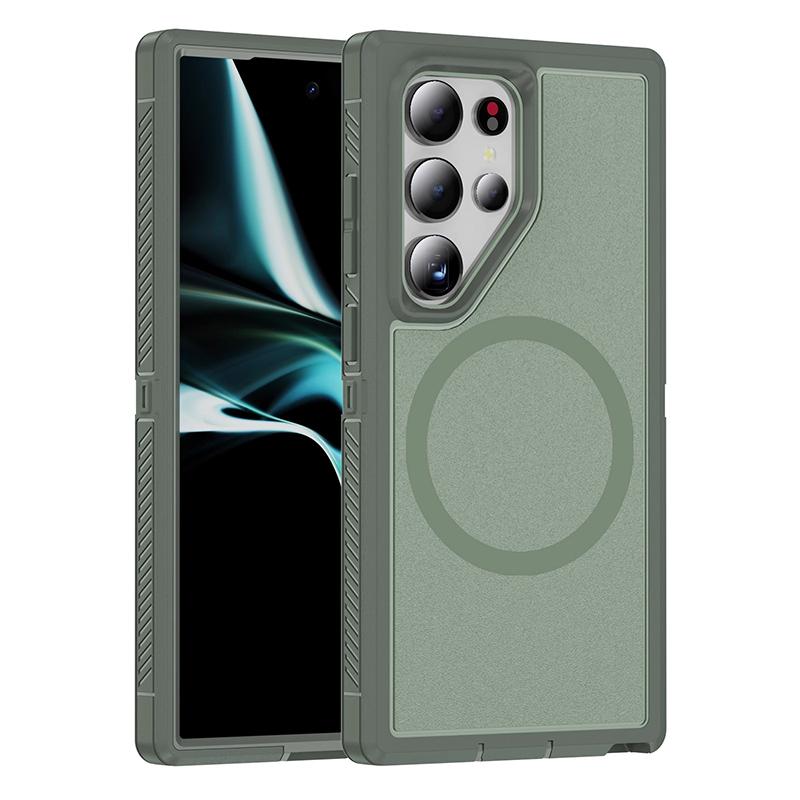 2 In 1 Heavy Duty Armor Magnetic Charging Phone Case for Samsung Galaxy S24 S23 S22 Ultra Plus Fe Magsafe Shockproof Hard Cover