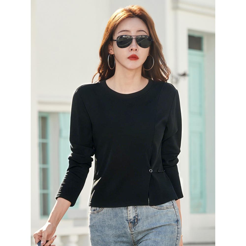 Women's Long-sleeved T-shirt Spring and Autumn New Round Neck Outer Wear Bottoming Shirt Slimming All-match Top