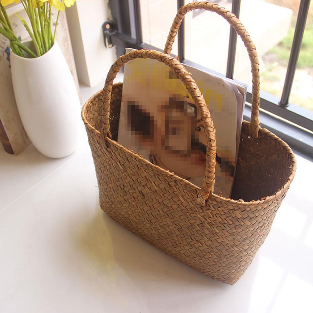 Handmade Woven Flower Basket S Size Sturdy Seagrass Storage Basket for Plant Pot Cover Laundry Picnic Market Bag