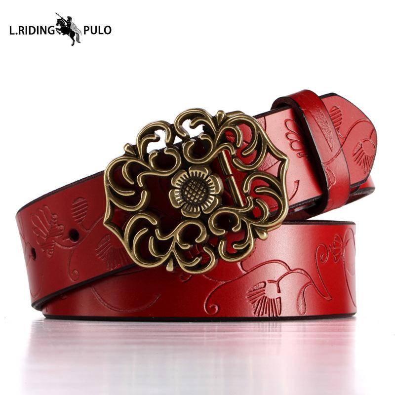 Vintage pásek z hovězí kůže Etnický styl Džíny Pravá kožená opasek Dámská móda Univerzální Dámský opasek