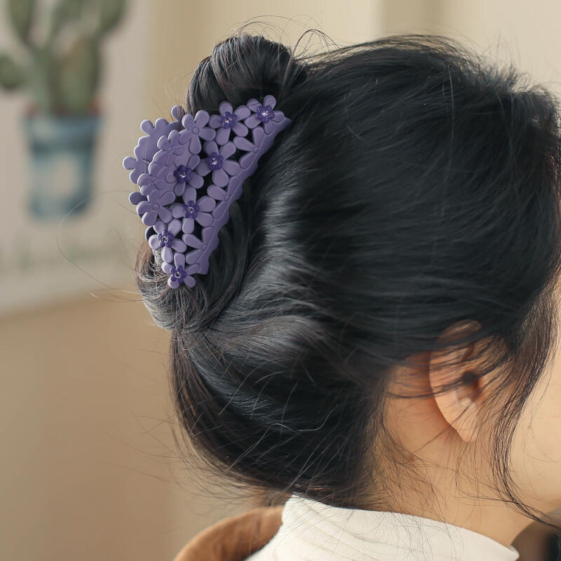 Daisy Flower Cubic Hair Clip (Purple)