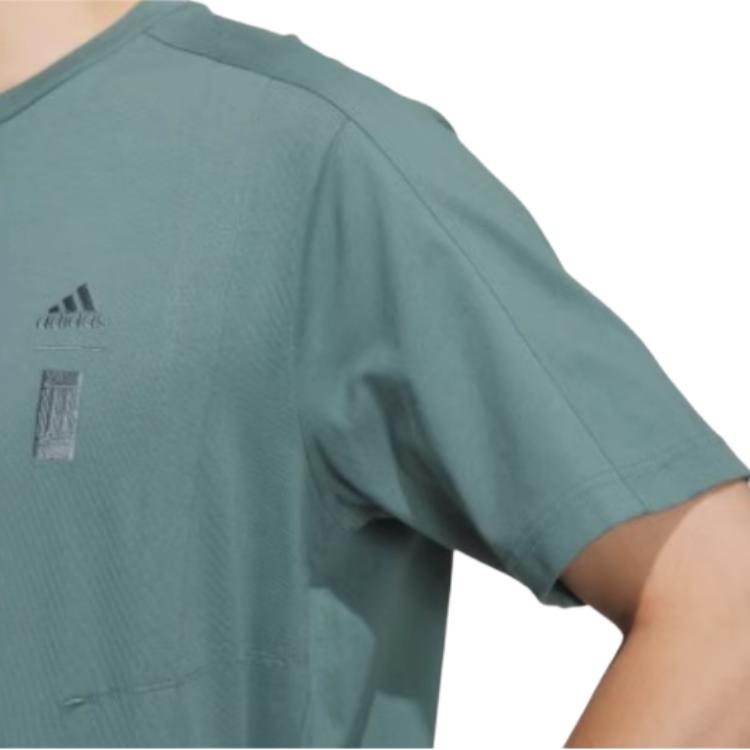 Adidas Pure Color Logo Casual Sports Short Sleeve T-Shirt Men Tops Mist-Green IX4291