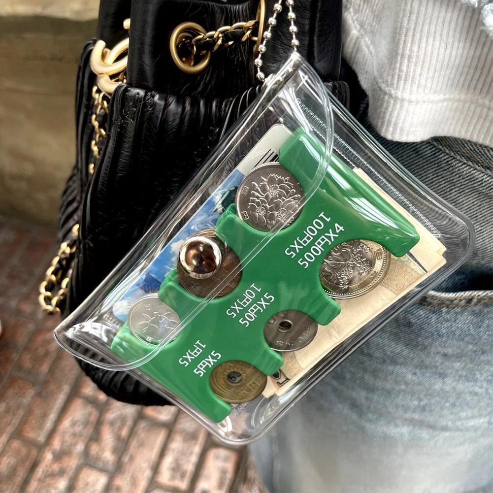 1Pc Mini Portable Coin Organizer, Portable Plastic Coin Holder, Multi-Slot Japanese & Korean Currency Storage, Money Management