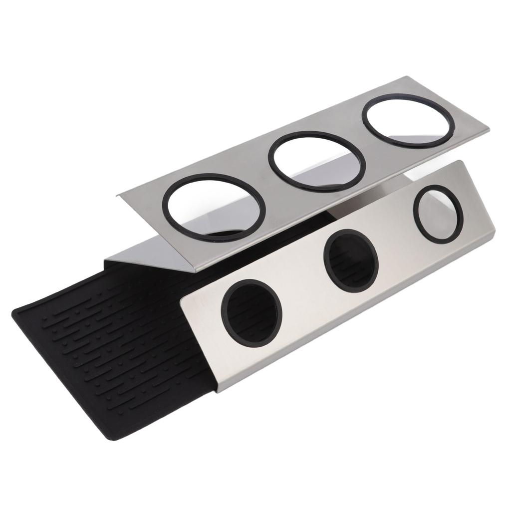 Flaschenabtropfgestell 304 Edelstahl Silikonmatte Silber 3 Löcher Sodawasserflaschen-Trockengestell