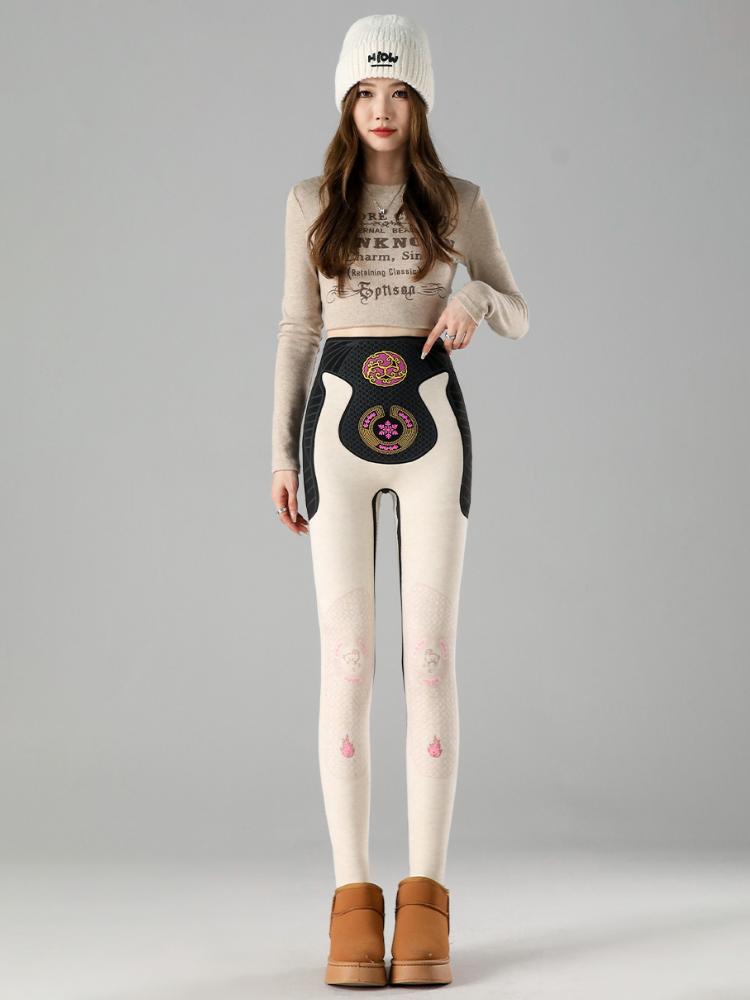 Podzim Zima Nové Fleece Zahuštěné Tykev Kalhoty Kašmír Hedvábné Žraločí Kalhoty Ženy Nosí teplé spodní Barbie legíny