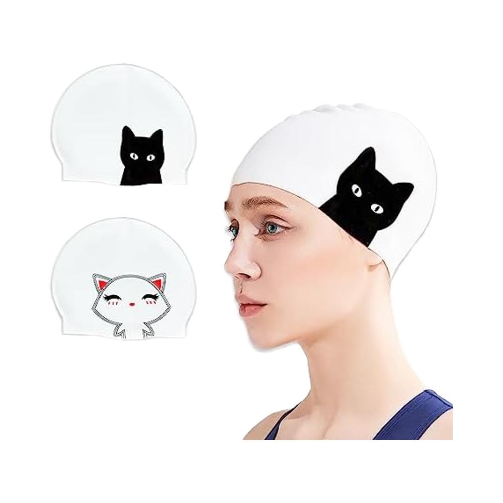 Durable Silicone Swim Cap for Women Waterproof Bathing Hat with Long & Short Hair Compatibility for Diving