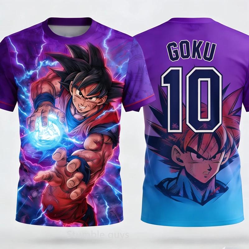 Dragon Ball Son Goku #10  Stripe Soccer Jersey, Anime Football Graphic Sport Tee for  Kids, Quick Dry Breathable Top