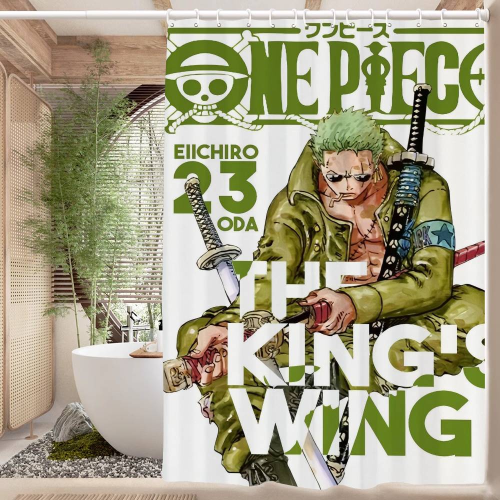 RORONOA ZORO ONE PIECE Anime Modern Simple Shower Curtain Bathroom Decorative Polyster Shower Curtain With Hook