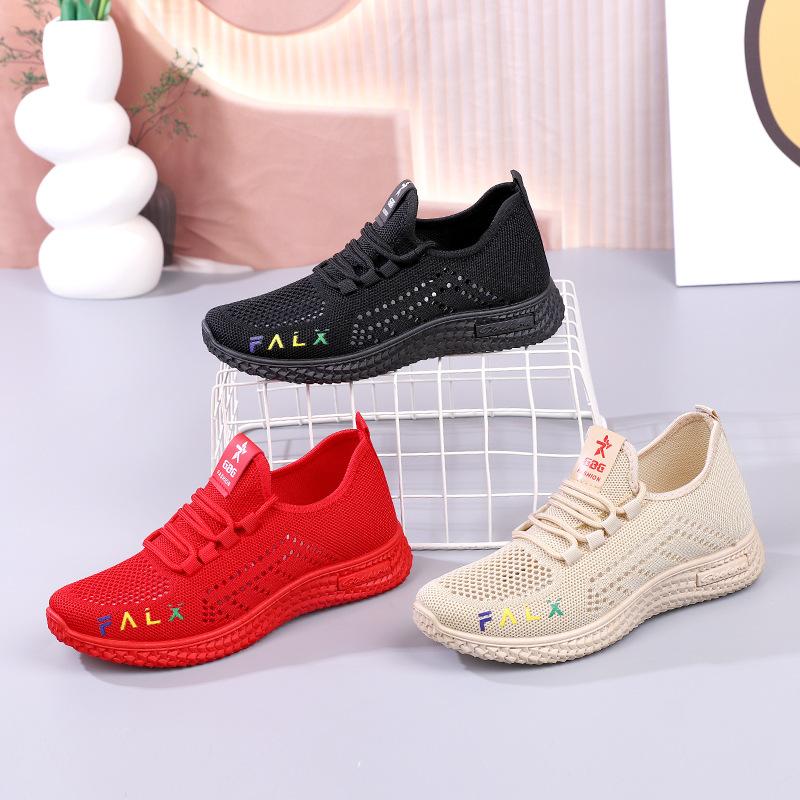 2023 New Summer Mom Mesh Shoes Fly Woven Sneakers Casual Running Shoes for Women