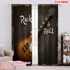 2D Flat Printing 2pcs Party Curtains Rock Guitar Protecting Privacy Festive Wall Decor for Apartment Decoration