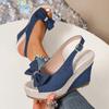 Vintage Rivet Decor Wedge Sandals Women Summer High Heels Platform Sandals Ankle Buckle Beach Shoes