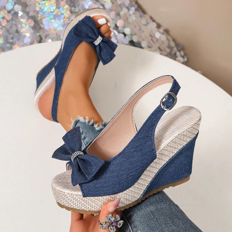 Vintage Rivet Decor Wedge Sandals Women Summer High Heels Platform Sandals Ankle Buckle Beach Shoes