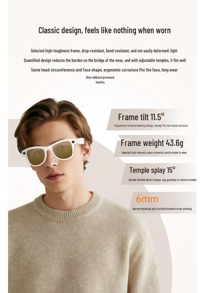 8MP Kamera Smart Glasses mit Video-, Audioaufnahme, KI-Übersetzung, Bluetooth-Kopfhörern, Objekterkennung