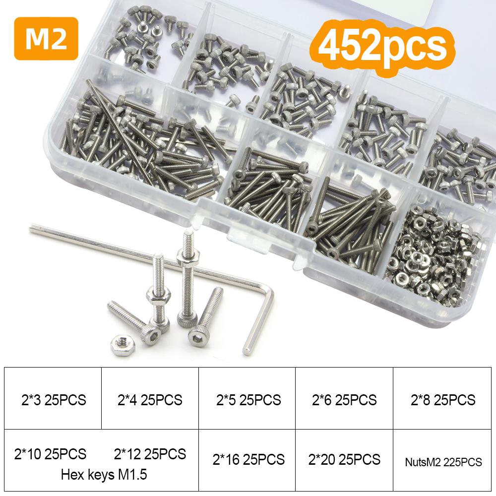 

JUIDINTO Hex Socket Head Cap Bolts and Nuts M2 M2.5 M3 M4 M5 M6 Stainless Steel Allen Head Screw Nut Washers Assortment Kit