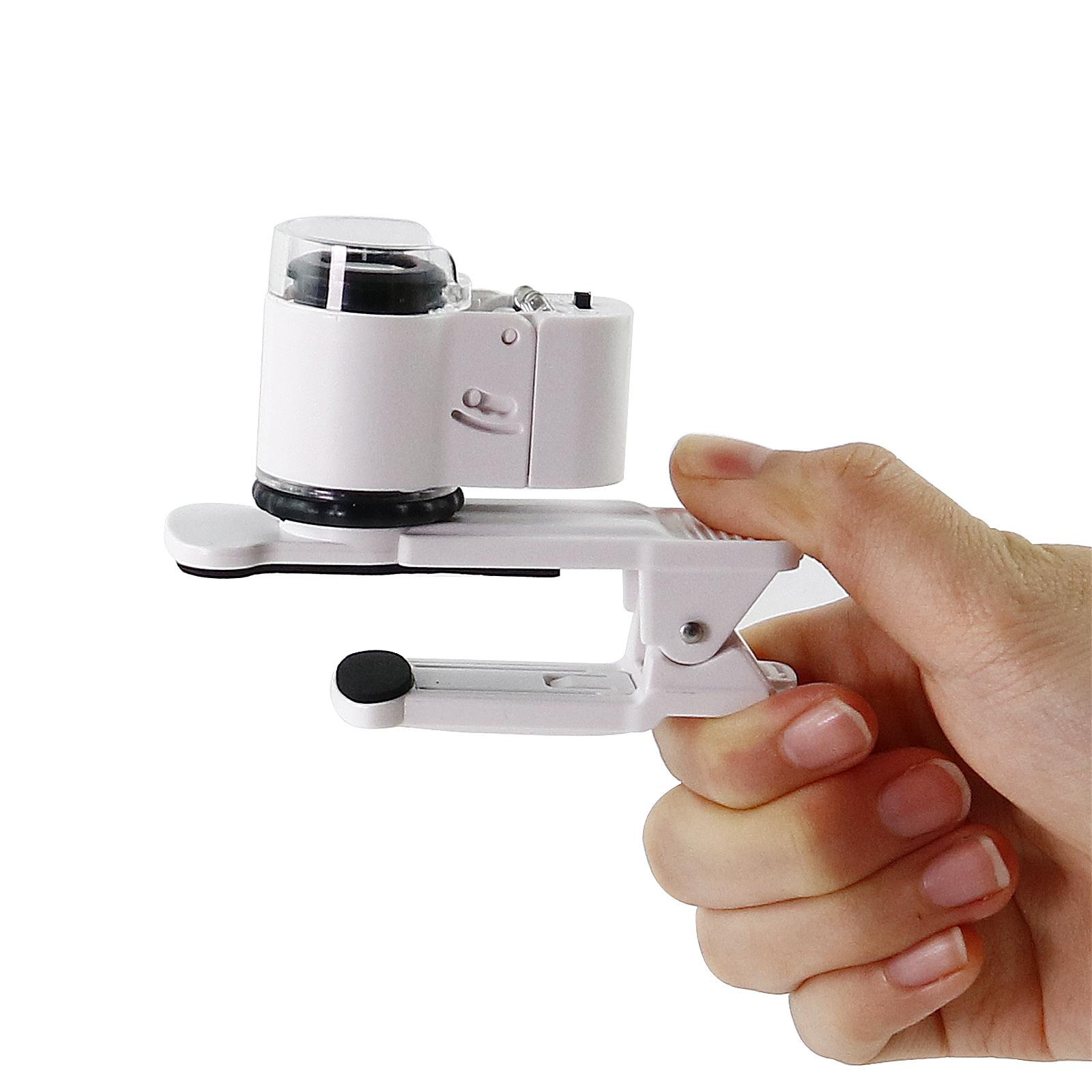 

45X Magnifier Portable Mini Phone Holder Magnifying Glass Uv Money Detector Purple Light Lamp Microscope 45x