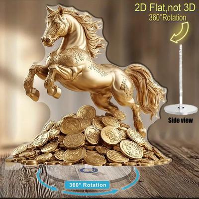 2D Flat Acrylic Horse Statue Decoration, Indoor and Outdoor Decoration - No Battery/electricity Required, Free Day Decoration, Shop Decoration, Durabl